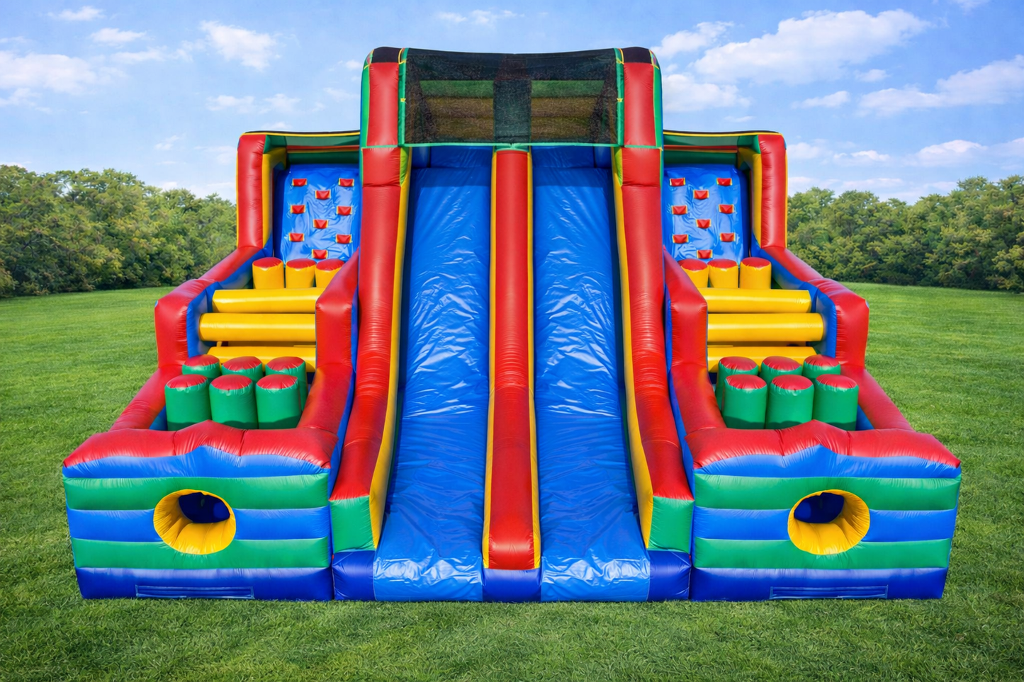 Inflatable Obstacle Course with Dual Slide